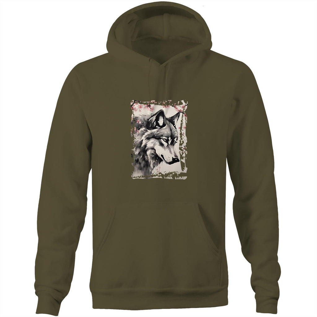 Wolf and Flowers AS Colour Stencil Pocket Hoodie Sweatshirt Ogo Merch