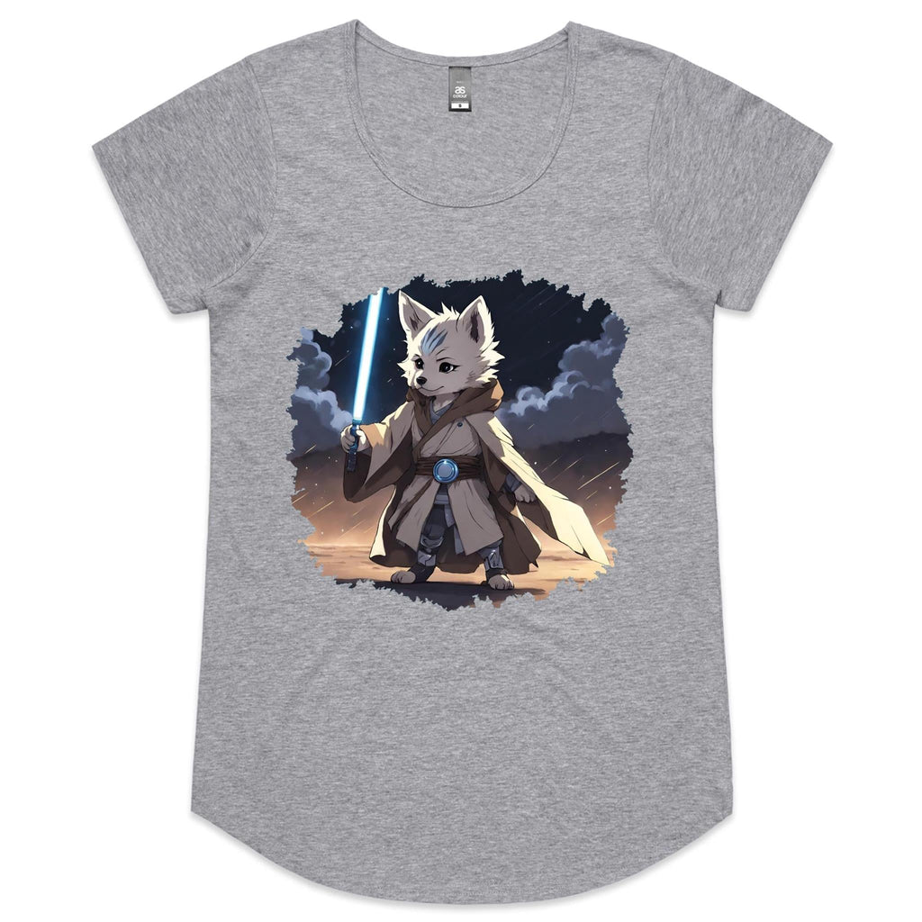 Wolf with Lightsaber AS Colour Mali Womens Scoop Neck Tshirt Ogo Merch