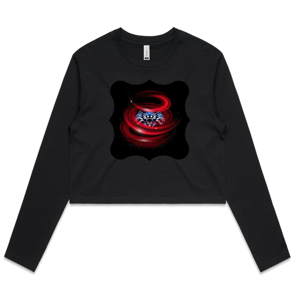 Cerberus Swirl AS Colour Women's Long Sleeve Crop Tee Ogo Merch