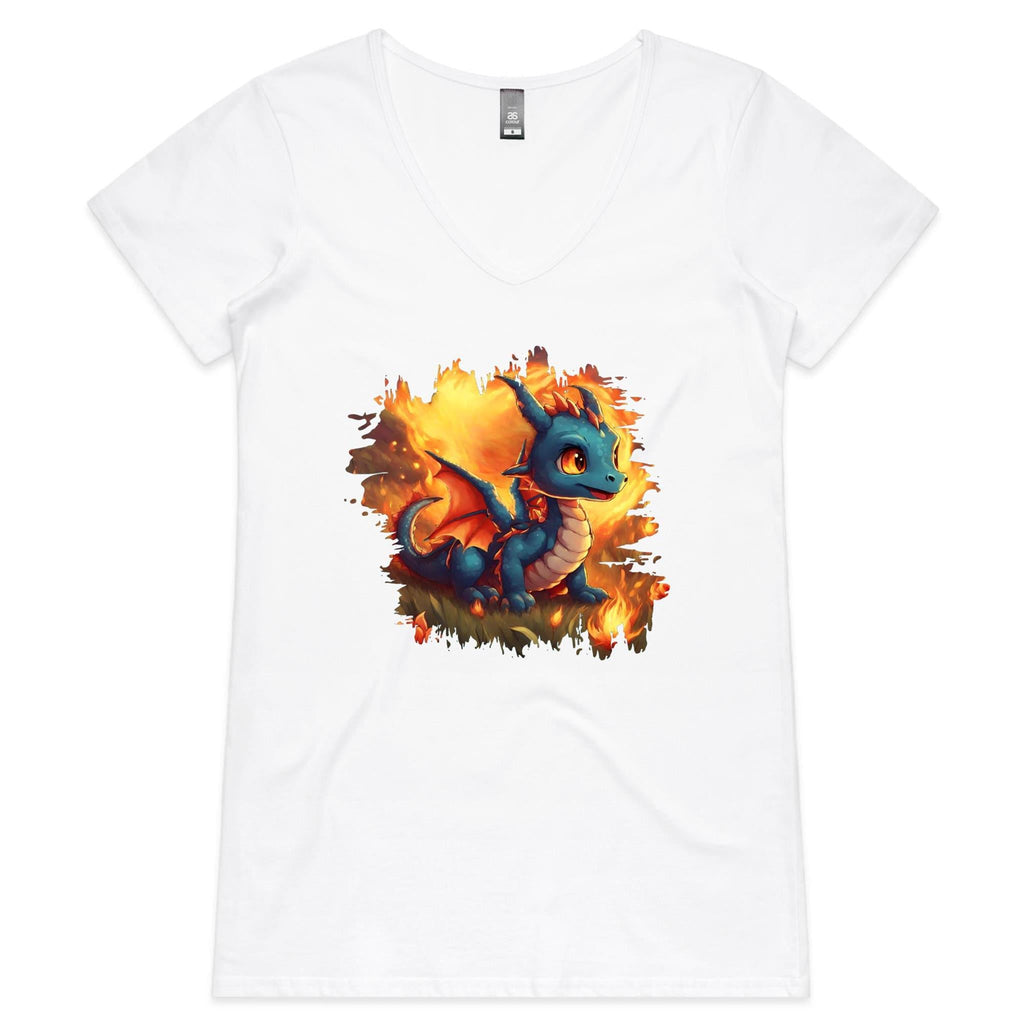 Baby Dragon AS Colour Bevel Womens Vneck Tshirt Ogo Merch