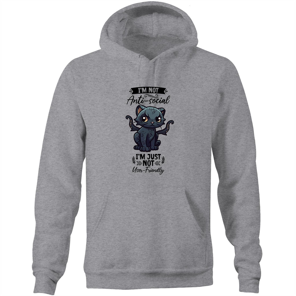 Antisocial Cat Monster AS Colour Stencil - Pocket Hoodie Sweatshirt Ogo Merch
