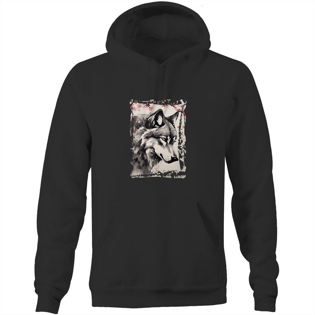 Wolf and Flowers AS Colour Stencil Pocket Hoodie Sweatshirt Ogo Merch