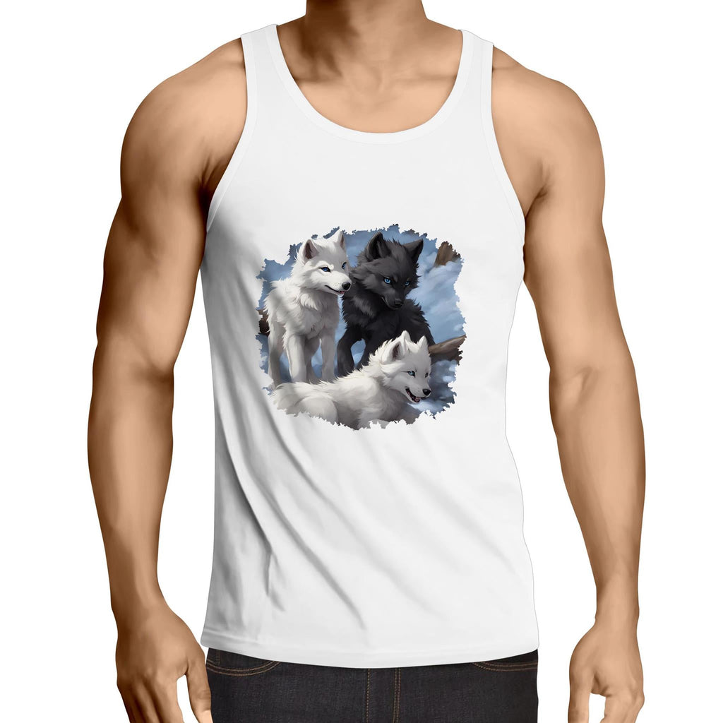 Three Wolves AS Colour Lowdown - Mens Singlet Top Ogo Merch