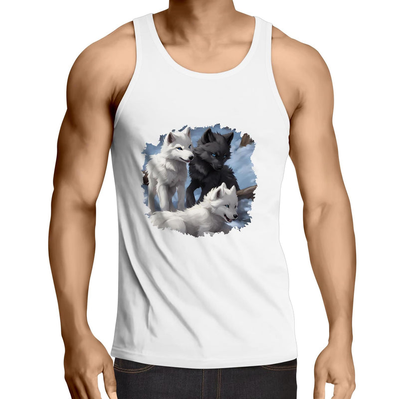 Three Wolves AS Colour Lowdown - Mens Singlet Top Ogo Merch