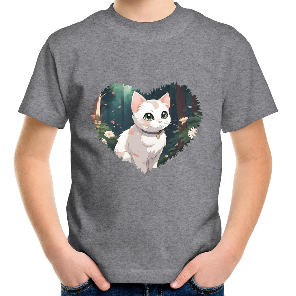 Cat in Heart AS Colour Kids Youth T-Shirt Ogo Merch