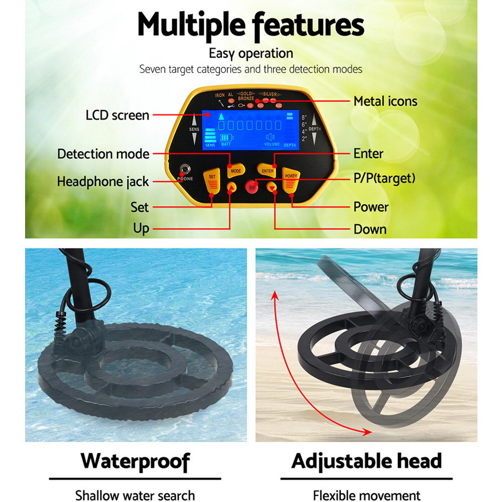 Metal Detector 180MM Deep Sensitive Waterproof Treasure Hunter Gold Digger Yellow Dropshipzone