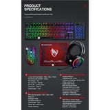 T-Wolf TF400 4-pcs Rainbow Keyboard/Mouse/Headphone/Mouse Pad Kit Set Dropshipzone