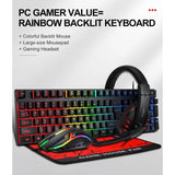 T-Wolf TF800 RGB Gaming Keyboard/Mouse/Headphone/Mouse Pad Set Dropshipzone