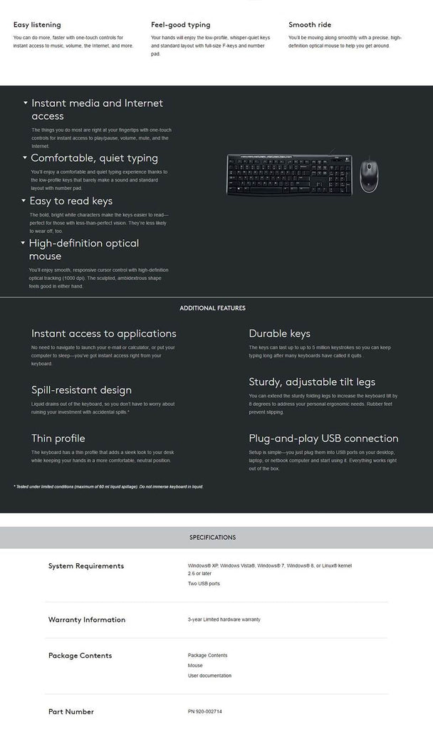 Logitech MK200 Media Keyboard Mouse Dropshipzone