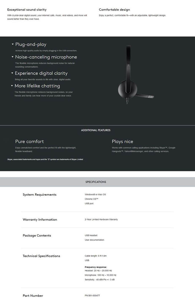 Logitech H340 USB Headset Dropshipzone