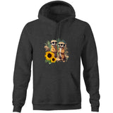 Sunflower Meerkats AS Colour Stencil - Pocket Hoodie Sweatshirt