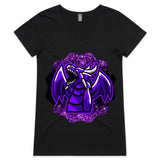 Shining Purple Dragon AS Colour Bevel Womens VNeck TShirt