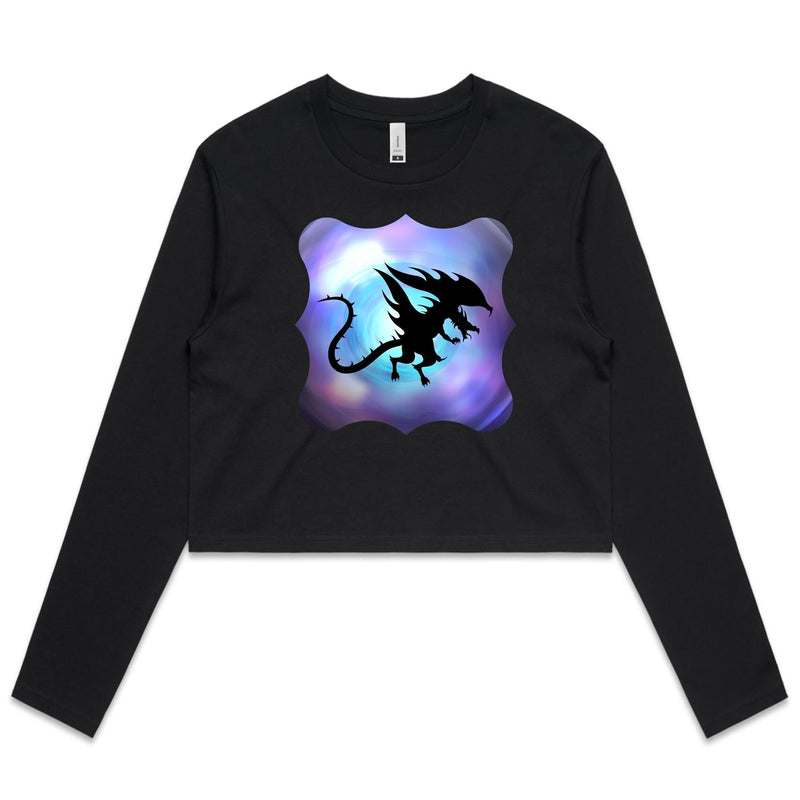 Glowing Dragon Women's Long Sleeve Crop Tee Ogo Merch
