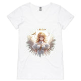 Angel Girl AS Colour Bevel - Womens V-Neck T-Shirt