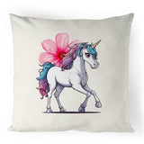 Unicorn and Flower 100% Linen Cushion Cover