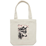 Wolf and Flowers AS Colour Carrie Canvas Tote Bag