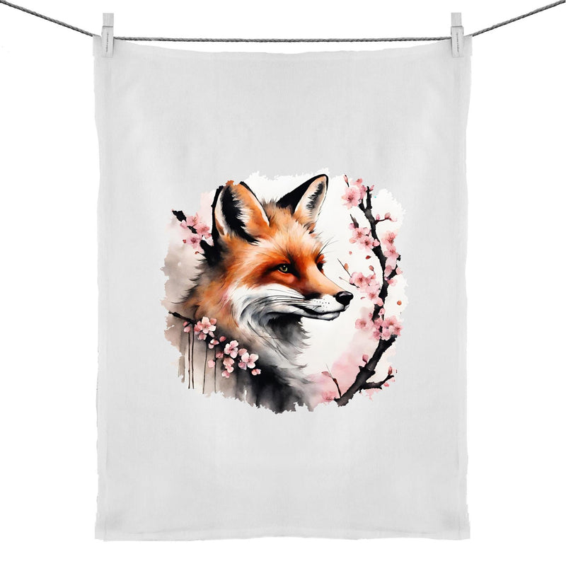 Fox and Tree 50% Linen 50% Cotton Tea Towel Ogo Merch