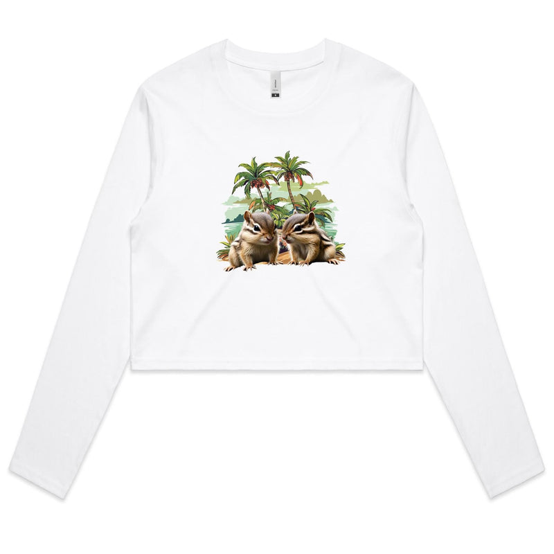 Beach Chipmunks AS Colour - Women's Long Sleeve Crop Tee Ogo Merch