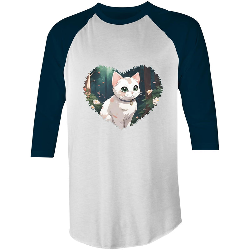 Cat in Heart AS Colour Raglan - 3/4 Sleeve T-Shirt Ogo Merch