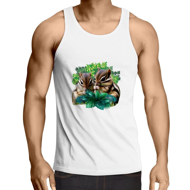 Cute Chipmunks AS Colour Lowdown - Mens Singlet Top Ogo Merch