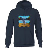 Beach Pegasus AS Colour Stencil - Pocket Hoodie Sweatshirt