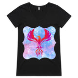 Red Phoenix AS Colour Bevel Womens VNeck TShirt