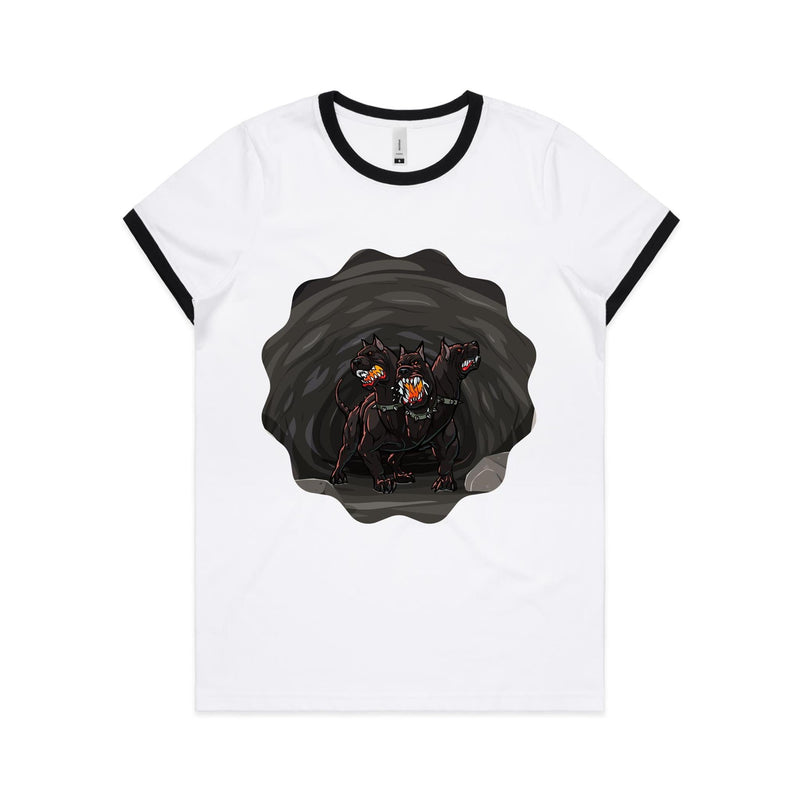 Cave Cerberus AS Colour Women's Ringer Tee Ogo Merch