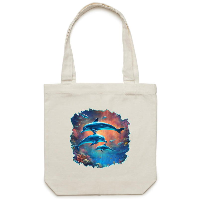 Dolphins AS Colour - Carrie - Canvas Tote Bag Ogo Merch