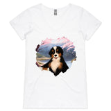 Dog AS Colour Bevel Womens VNeck TShirt