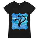 Ocean Hydra AS Colour Bevel Womens VNeck TShirt