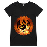 Volcanic Dragon AS Colour Bevel Womens VNeck TShirt