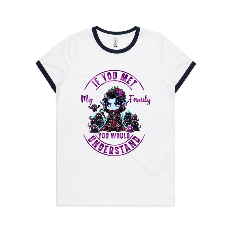 Meet my Family Angry Girl AS Colour Women's Ringer Tee Ogo Merch