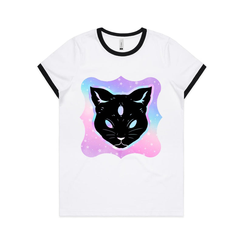 Psychic Cat AS Colour Women's Ringer Tee Ogo Merch