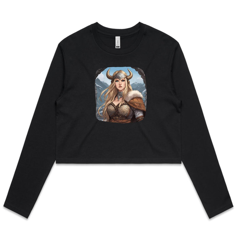 Viking Girl AS Colour - Women's Long Sleeve Crop Tee Ogo Merch