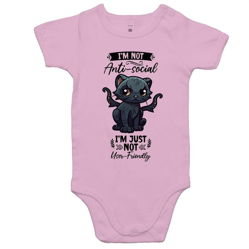 Antisocial Cat Monster AS Colour Mini Me - Baby Onesie Romper Ogo Merch