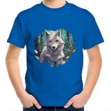 Wolf Print AS Colour Kids Youth TShirt