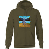 Beach Pegasus AS Colour Stencil - Pocket Hoodie Sweatshirt