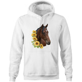 Sunflower Horse AS Colour Stencil - Pocket Hoodie Sweatshirt