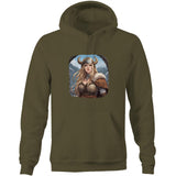 Viking Girl AS Colour Stencil - Pocket Hoodie Sweatshirt