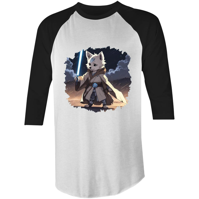 Wolf with Lightsaber AS Colour Raglan 3/4 Sleeve TShirt Ogo Merch