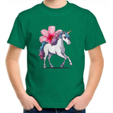 Unicorn and Flower AS Colour Kids Youth T-Shirt