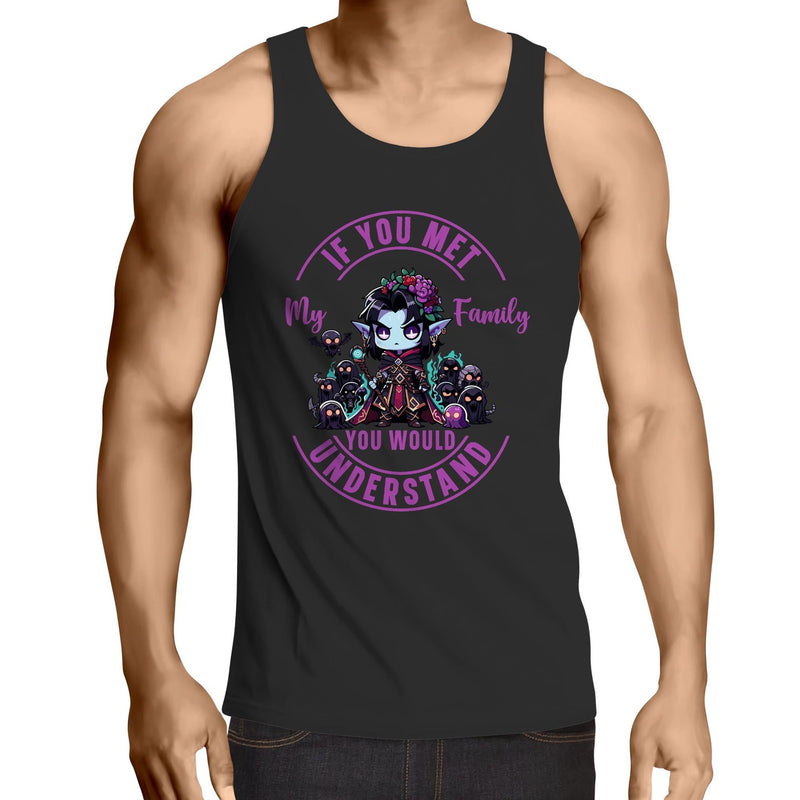 Meet my Family Angry Girl AS Colour Lowdown - Mens Singlet Top Ogo Merch