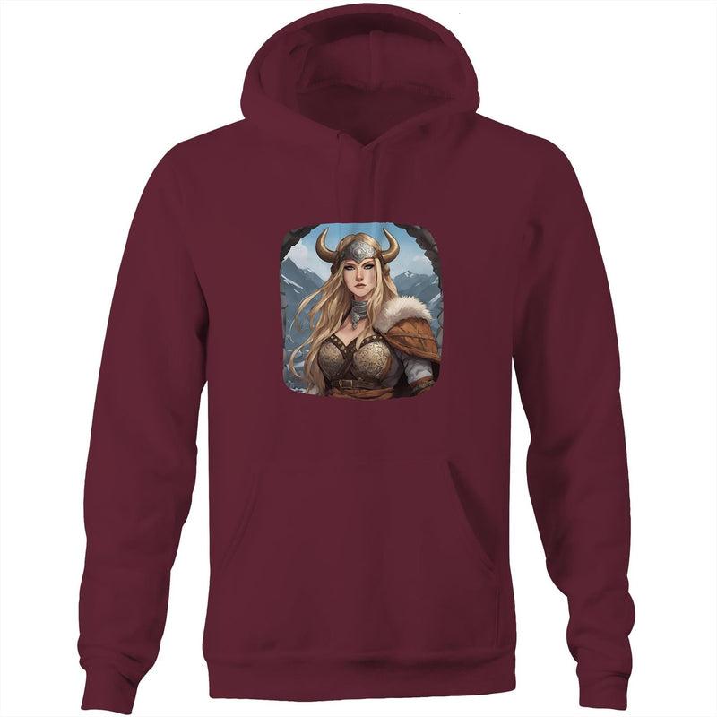 Viking Girl AS Colour Stencil - Pocket Hoodie Sweatshirt Ogo Merch