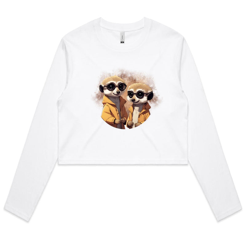 Meerkats in Jackets AS Colour - Women's Long Sleeve Crop Tee Ogo Merch