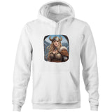 Viking Girl AS Colour Stencil - Pocket Hoodie Sweatshirt