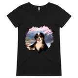 Dog AS Colour Bevel Womens VNeck TShirt