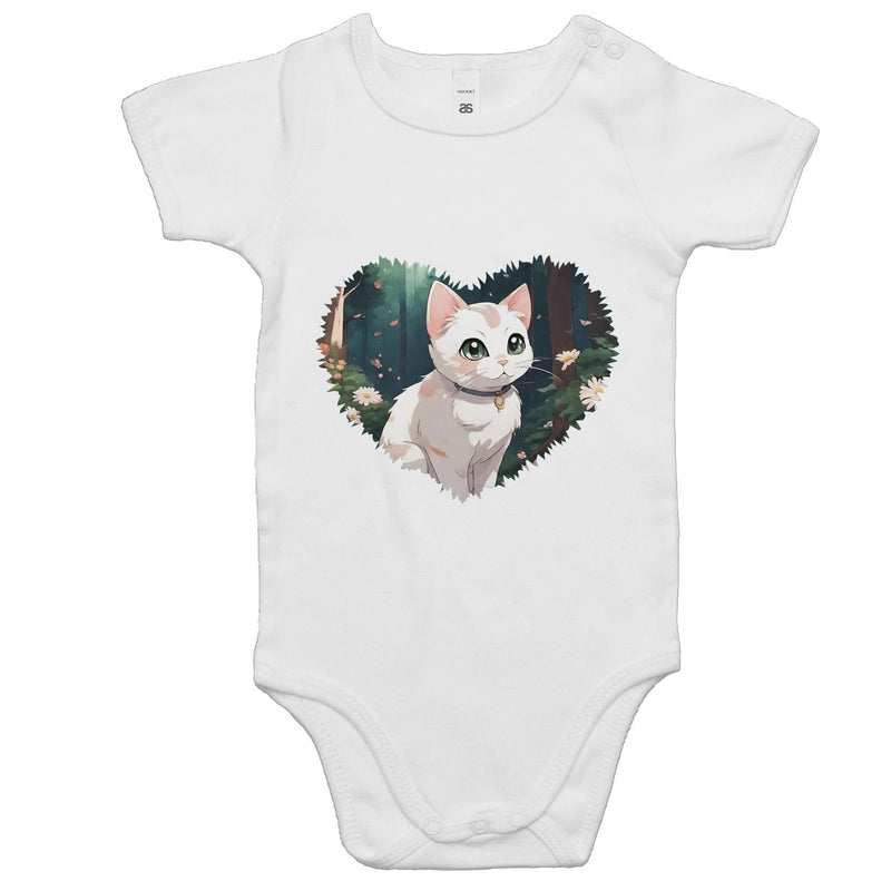 Cat in Heart AS Colour Mini Me Baby Onesie Romper Ogo Merch
