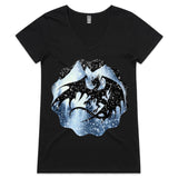 Dragon Silhouette AS Colour Bevel Womens VNeck TShirt