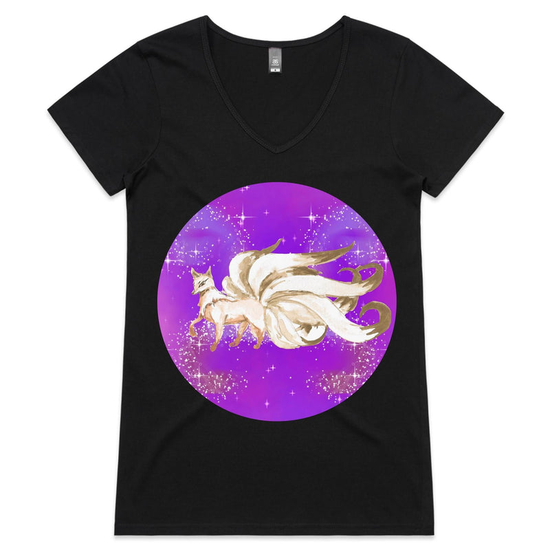 Shining Nine Tailed Fox Womens VNeck TShirt Ogo Merch
