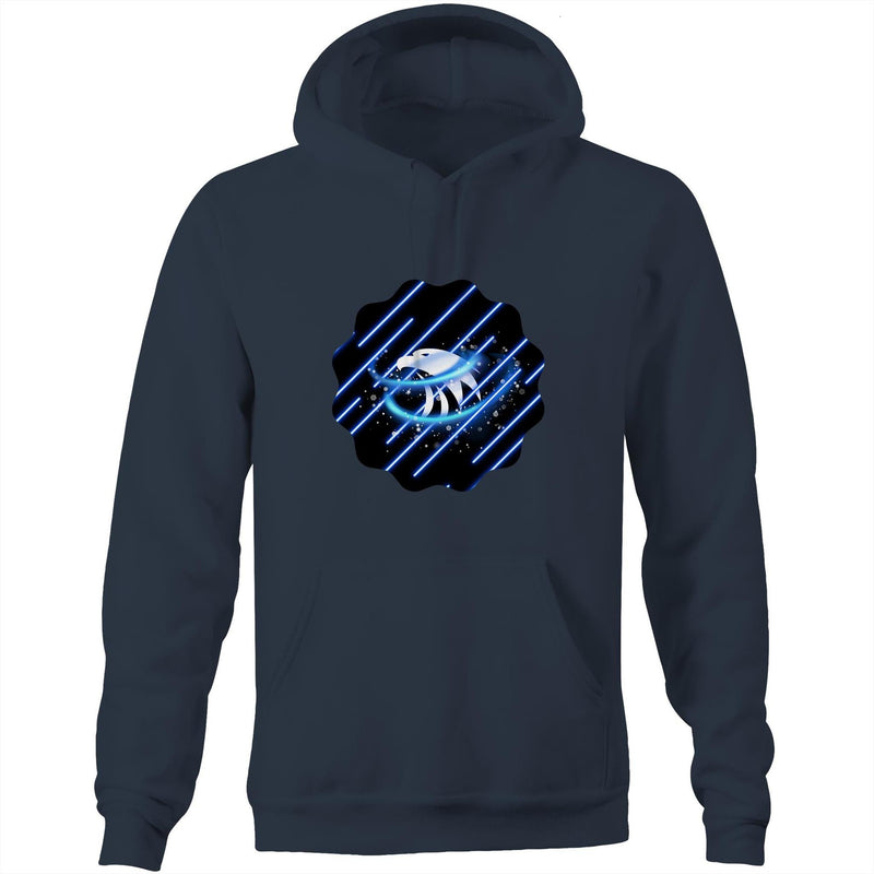 Blue Swirl Eagle AS Colour Stencil - Pocket Hoodie Sweatshirt Ogo Merch